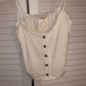 White Boho Buttoned Tank Top